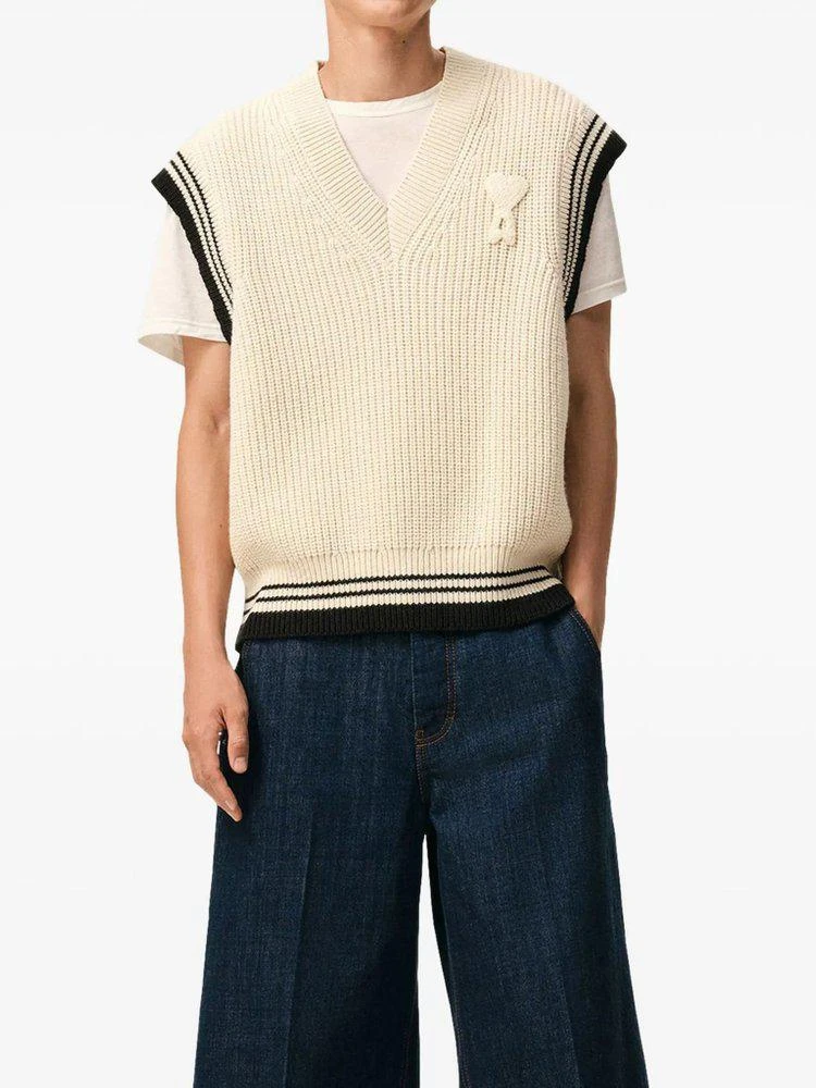 AMI AMI Ami De Coeur V-Neck Knitted Top