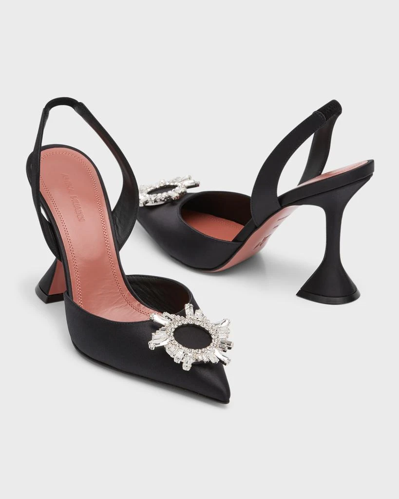 Amina Muaddi Begum Satin Crystal Slingback Pumps 8