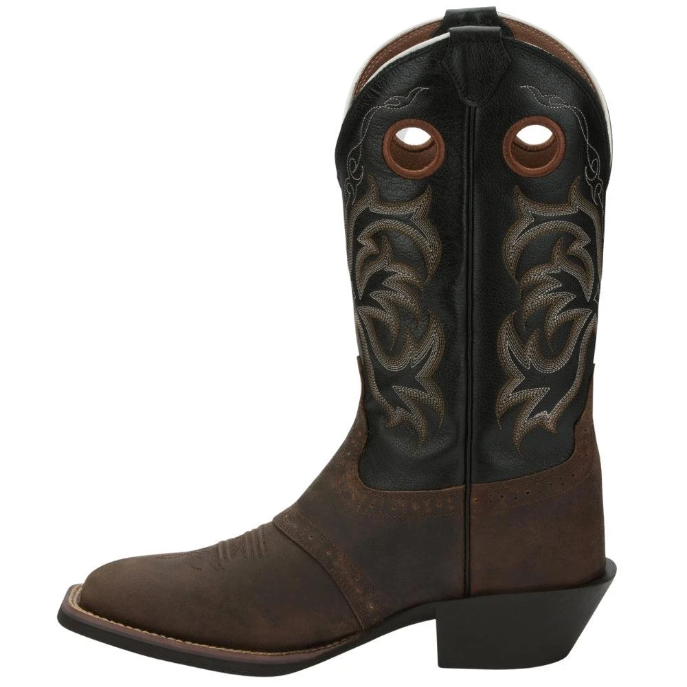 Justin Boots Rolliker Embroidery Square Toe Cowboy Boots 3