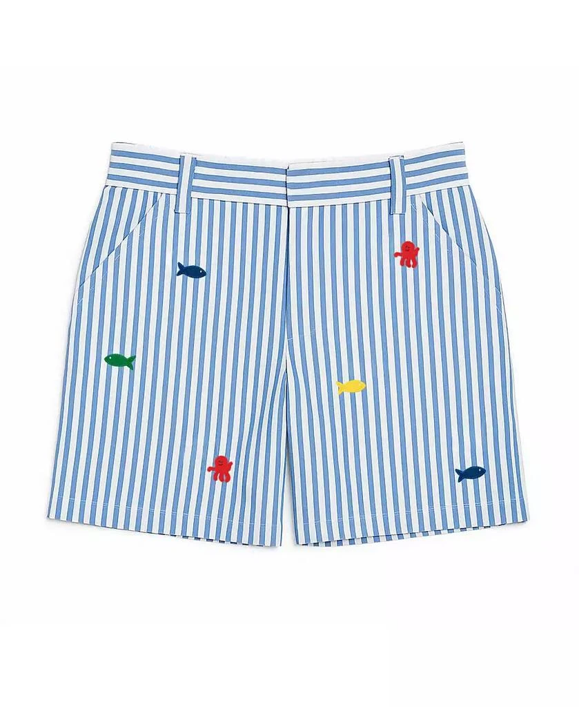 Florence Eiseman Toddler Boys Seersucker Short with Embroidered Sea Creatures