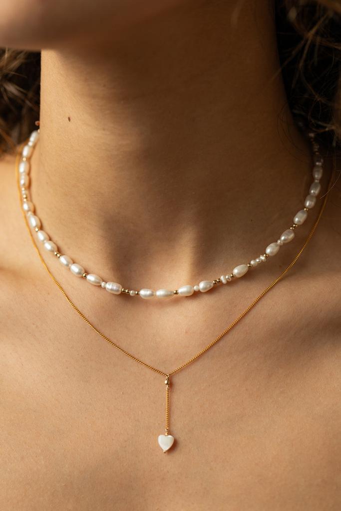 YAY Paris Collier Coeur - Nacre - Or