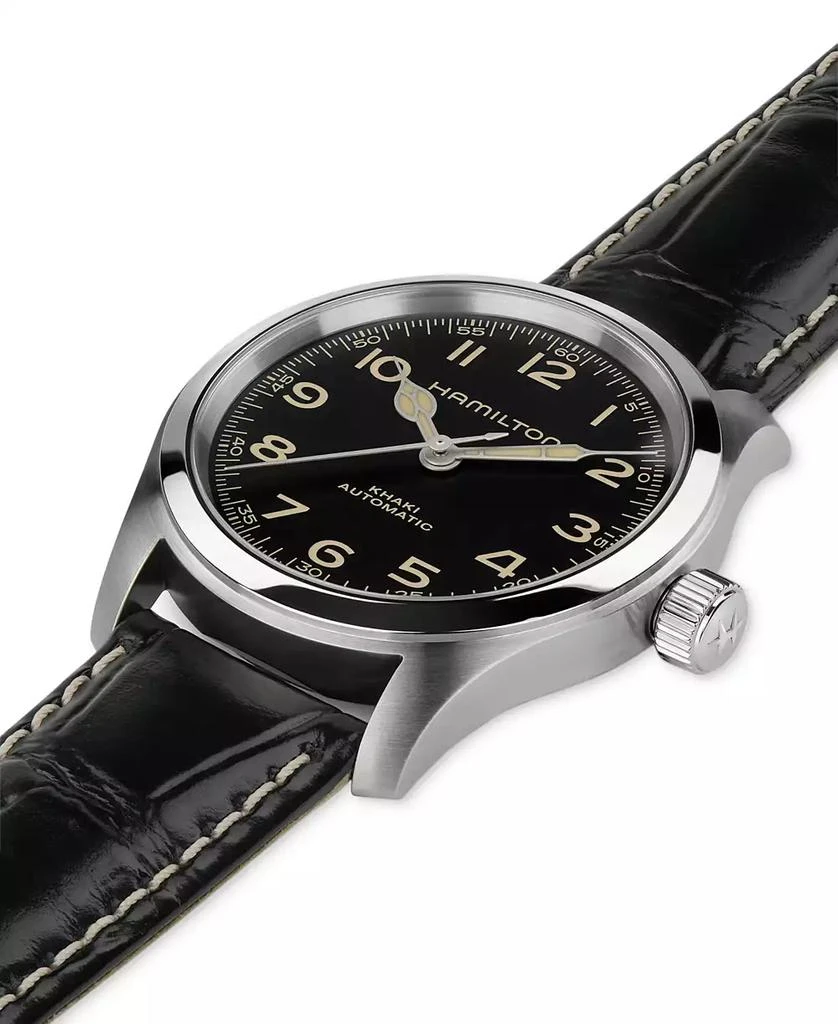 Hamilton Men's Swiss Automatic Khaki Field Murph Black Leather Strap Watch 38mm 3