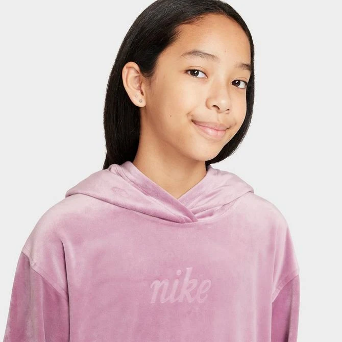 NIKE Girls' Nike Sportswear Velour Pullover Hoodie 4