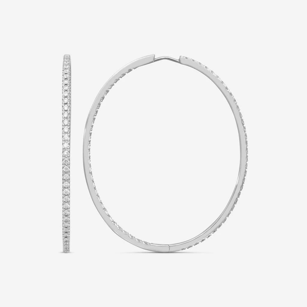 Mémoire Mémoire 18K White Gold Diamond Hoop Earrings MOHE-0200TW 2