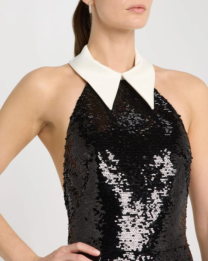 BRONX AND BANCO Wednesday Collared Sequin Column Gown 5