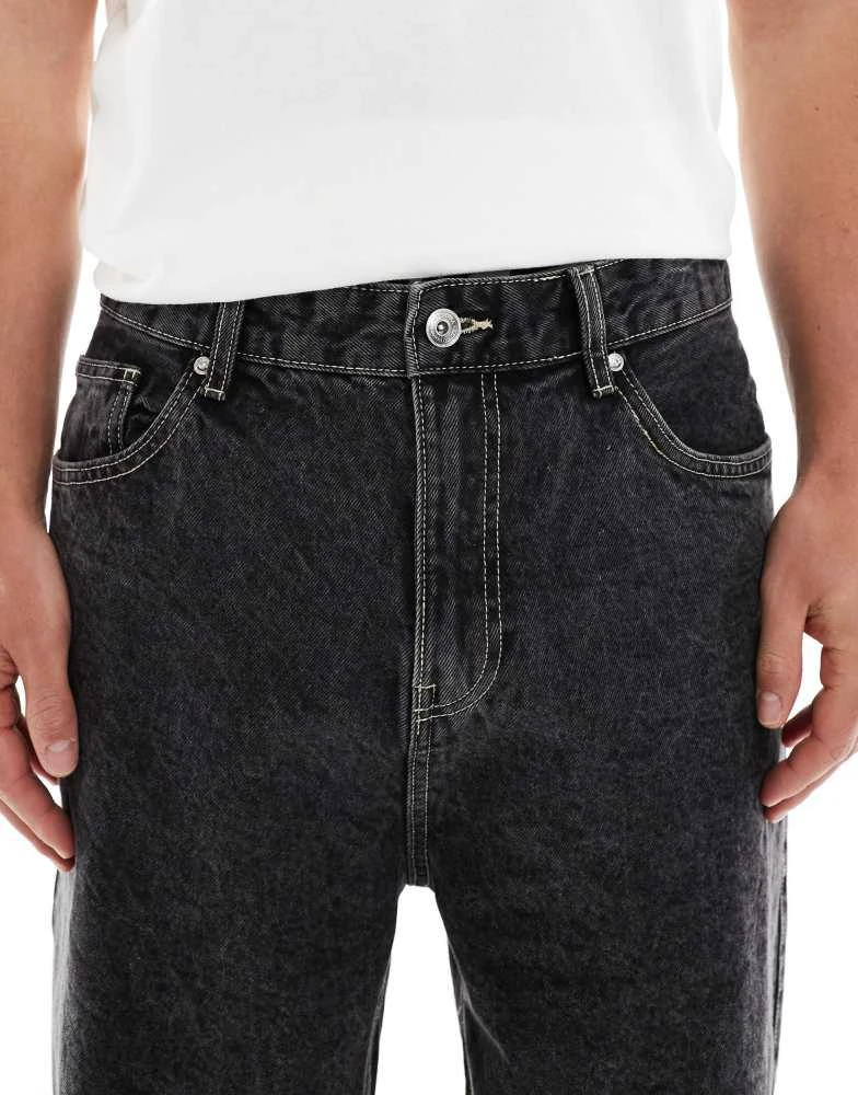 Bershka Bershka loose baggy fit jeans in black 5