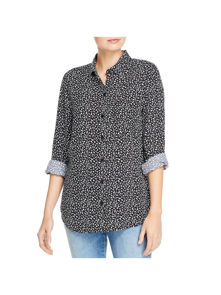 beachlunchlounge Alanna Womens Collared Printed Button-Down Top