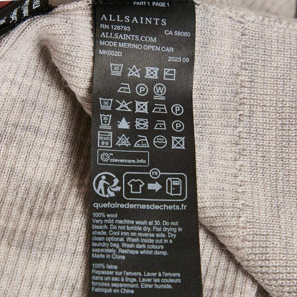 ALL SAINTS All Saints Grey Marl Wool Rib Knit Open Front Cardigan S 7