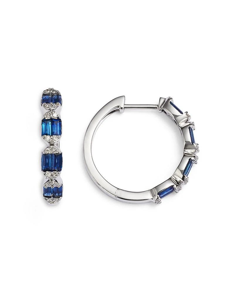 Bloomingdale
s Fine Collection Sapphire 
Diamond Hoop Earrings in 14K White Gold 3