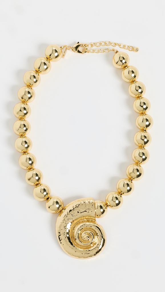 Kenneth Jay Lane Gold Bead Lobster Claw Necklace