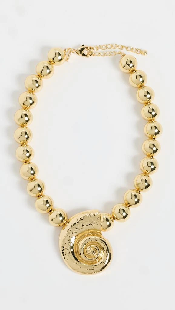 Kenneth Jay Lane Gold Bead Lobster Claw Necklace 1