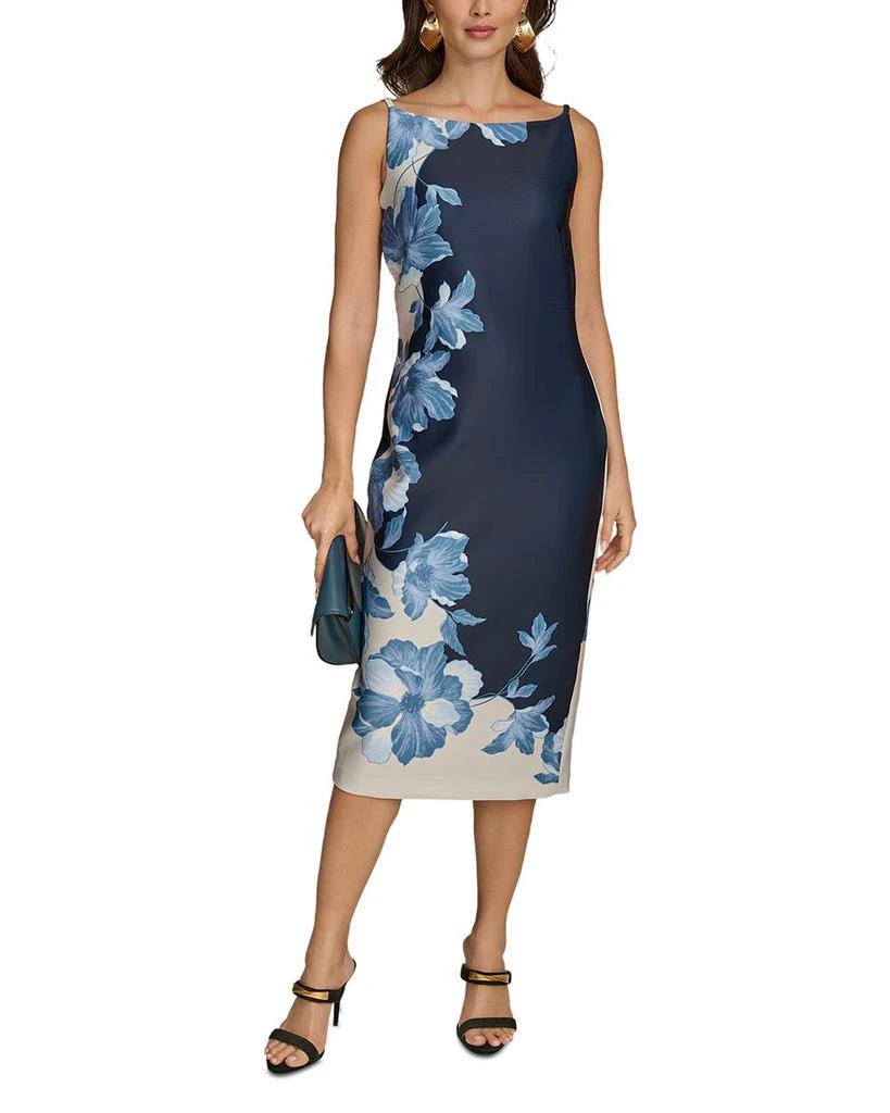 Donna Karan Boat Neck Sleeveless Midi Dress 1