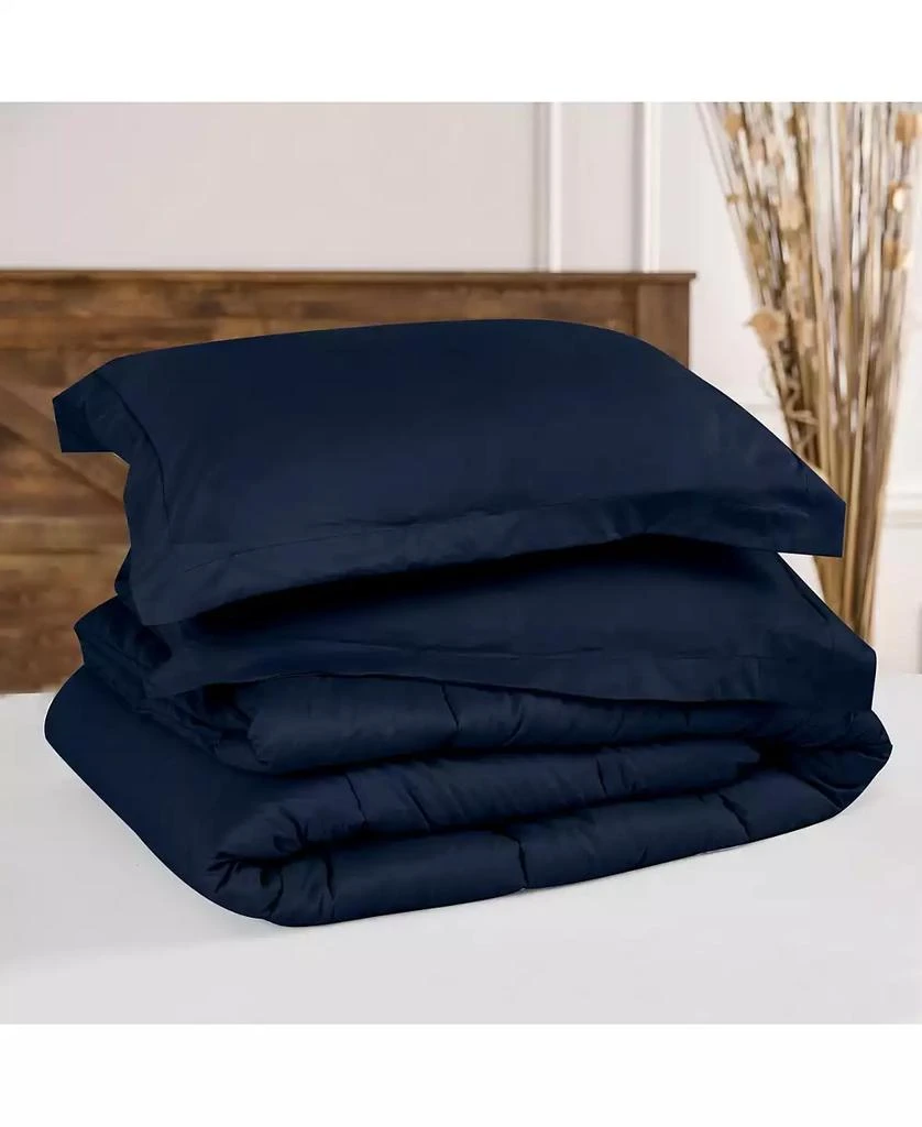 Chanasya Premium Solid Navy Comforter Set – Soft Dark Blue Microfiber Bedding – 3 Piece Set with 1 Comforter and 2 Pillow Shams - 3