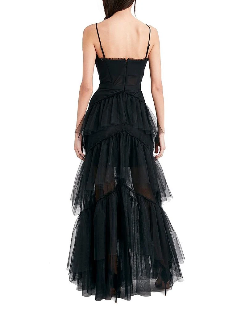 BCBG Sheer Tiered Ruffle Gown 5