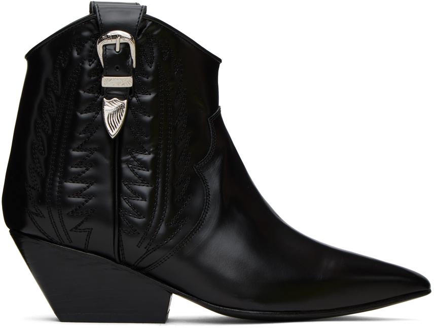 Toga Pulla Black Polido Ankle Boots