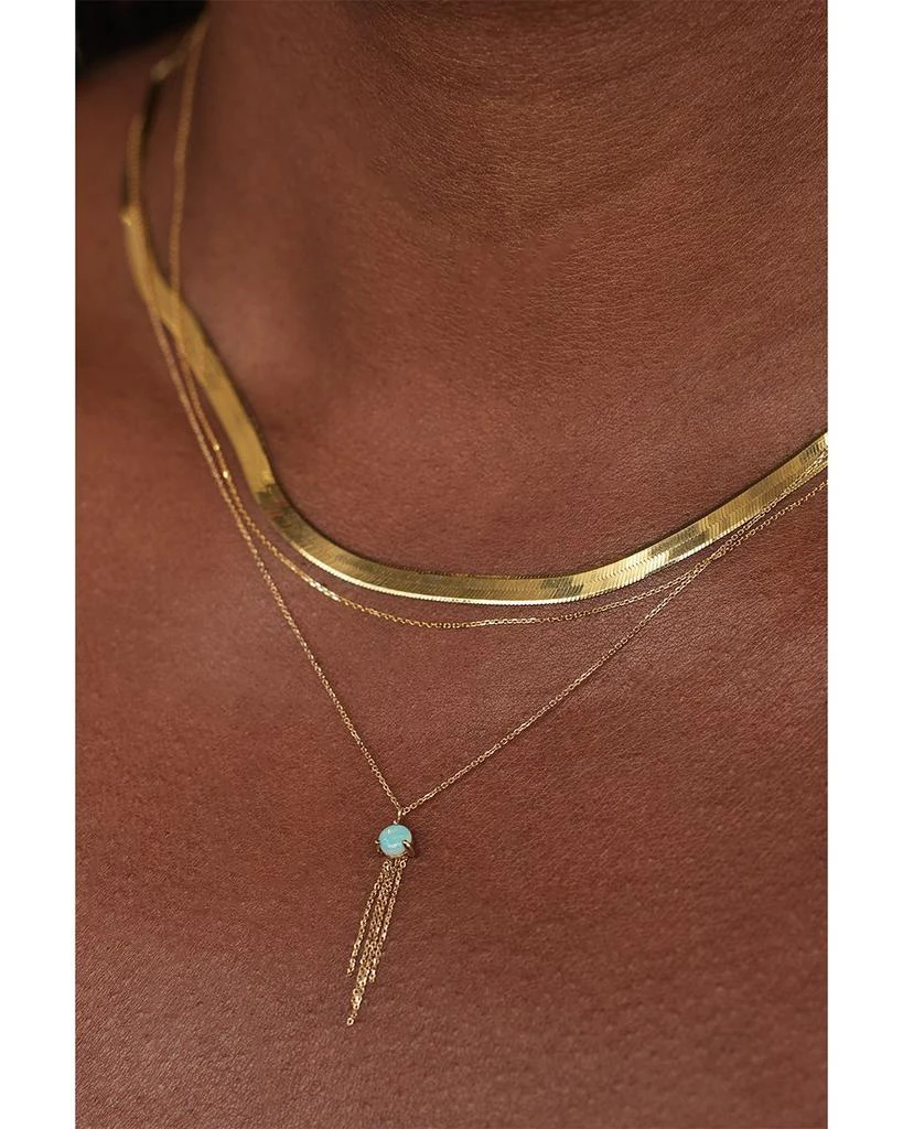 WWAKE 14K Yellow Gold Haze Opal & Chain Fringe Pendant Necklace, 16" 2