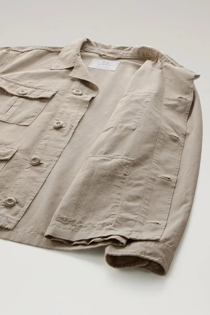 WOOLRICH Garment-Dyed Safari Shirt Jacket in Cotton-Linen Blend - Men - Beige 9