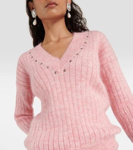 Alessandra Rich Embellished wool-blend sweater 4
