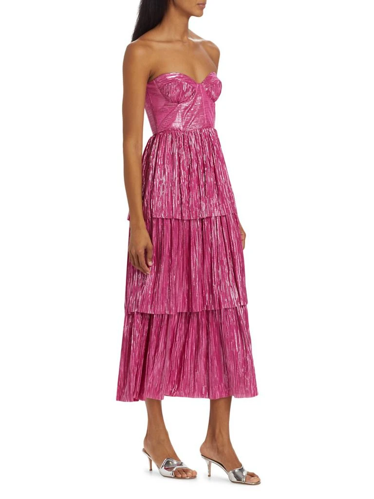 Sabina Musáyev Ascella Metallic Corset Tiered Midi Dress 2