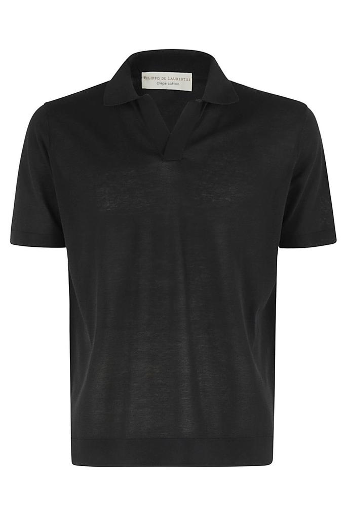 Tシャツ・カットソー FILIPPO DE LAURENTIIS LONG SLEEVES POLO Black Shirt Collar Polo In Cashmere Blend Superlight With