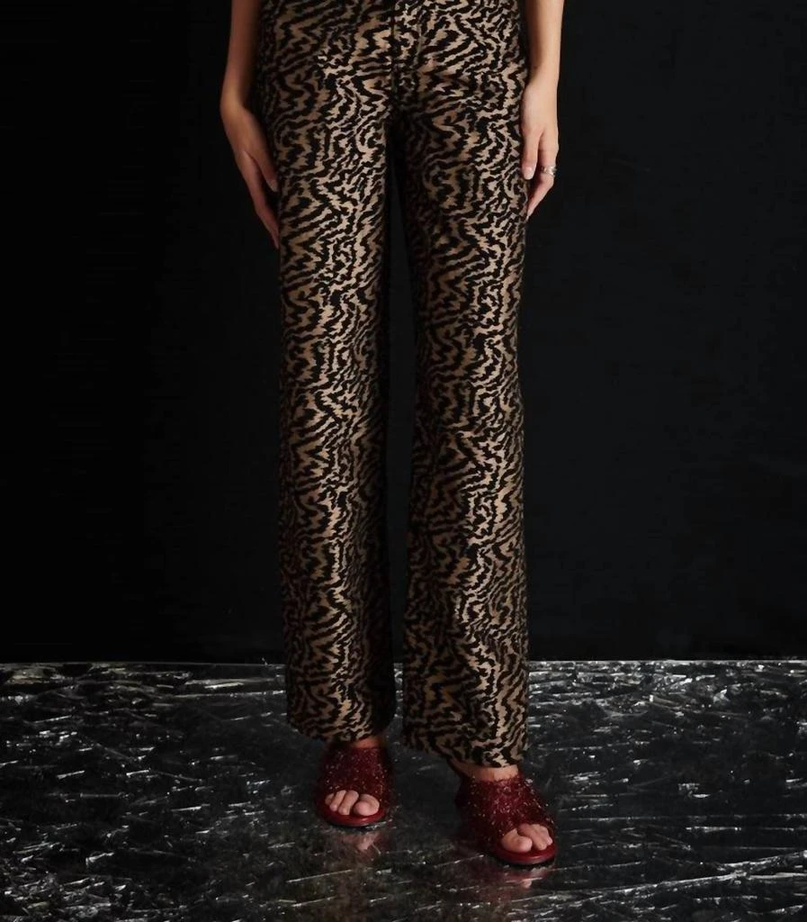 Ghospell Phoebe Jacquard Trouser In Tanzine Tan 1