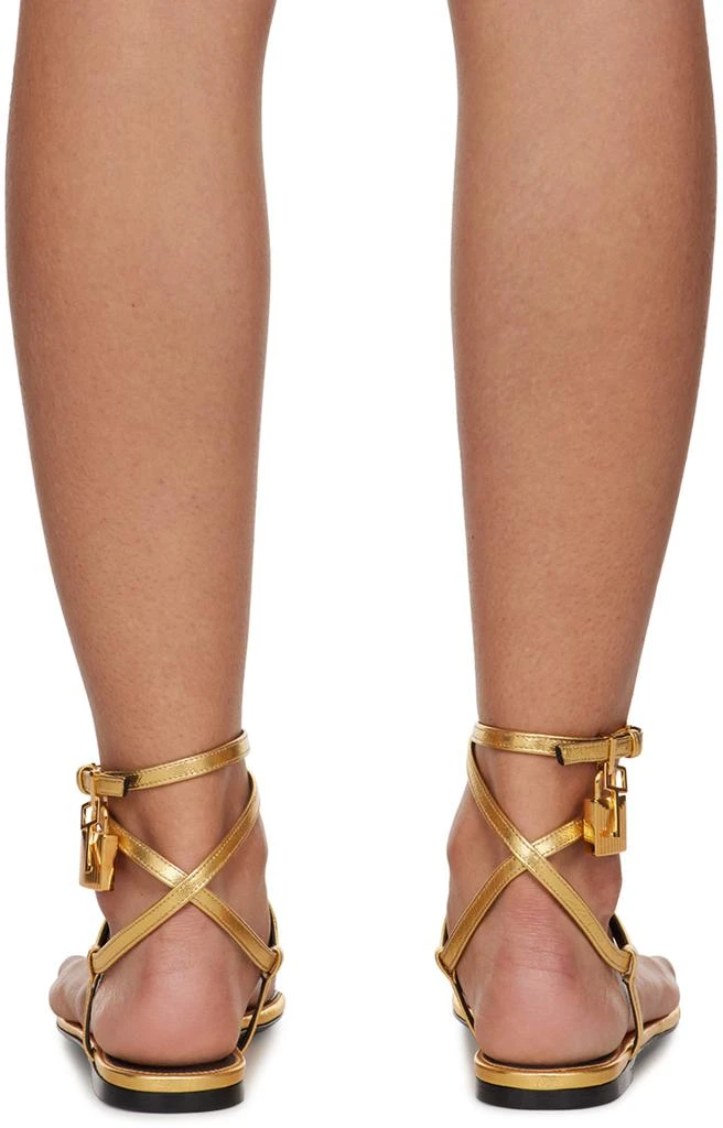 Tom Ford Gold Laminated Leather Padlock Sandals 2