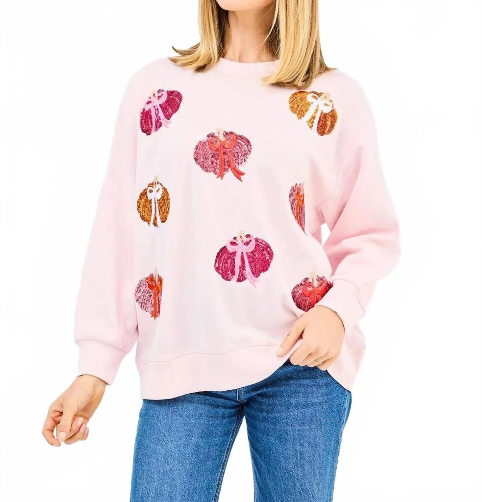 Mary Square Sarah Embellished Sweatshirt In Pumpkin Bows
