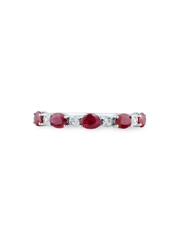 Saks Fifth Avenue 14K White Gold, Ruby & Diamond Ring 2