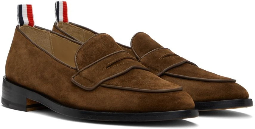 Thom Browne Brown Calf Suede Varsity Penny Loafers 4