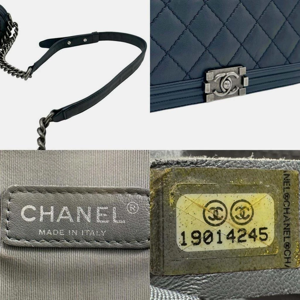 Chanel Chanel Navy Gunmetal Leather Boy Bag 5
