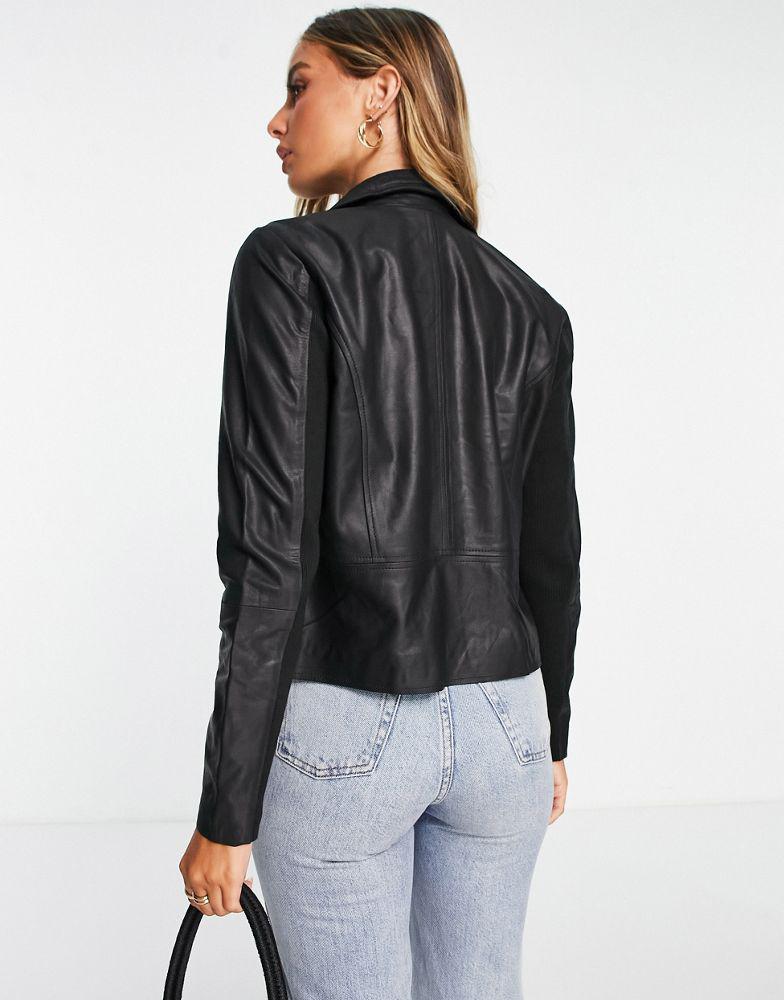 Y.A.S. YAS sophie soft leather biker jacket - BLACK