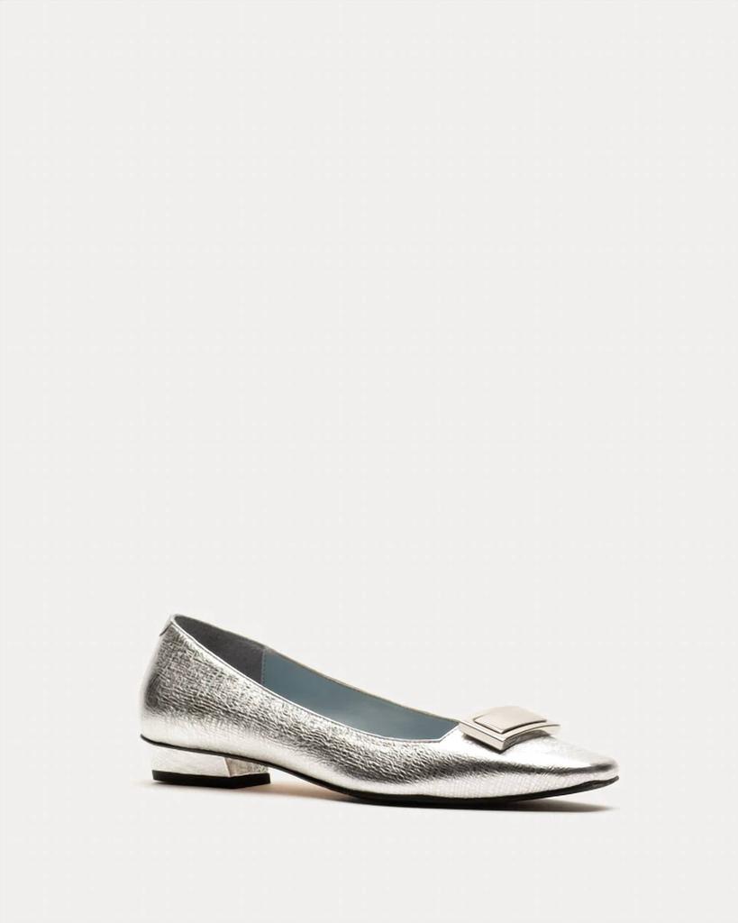 Frances Valentine Frances Valentine - Midge Flat Crinkled Leather Silver
