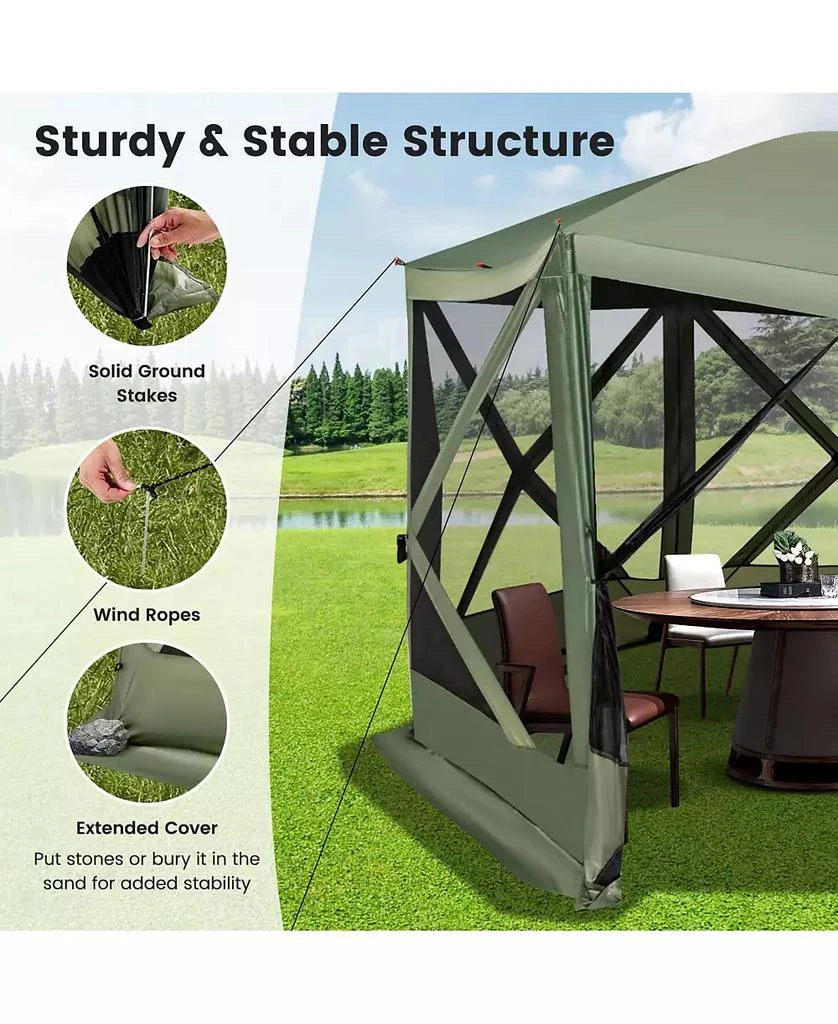 Costway 1.5 X 11.5 FT 6-Sided Pop-up Screen House Tent With 2 Wind Panels for Camping 5