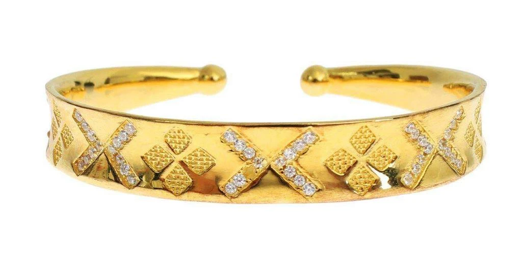 Nialaya Nialaya CZ Gold Sterling 925 Silver Bangle Bracelet 1