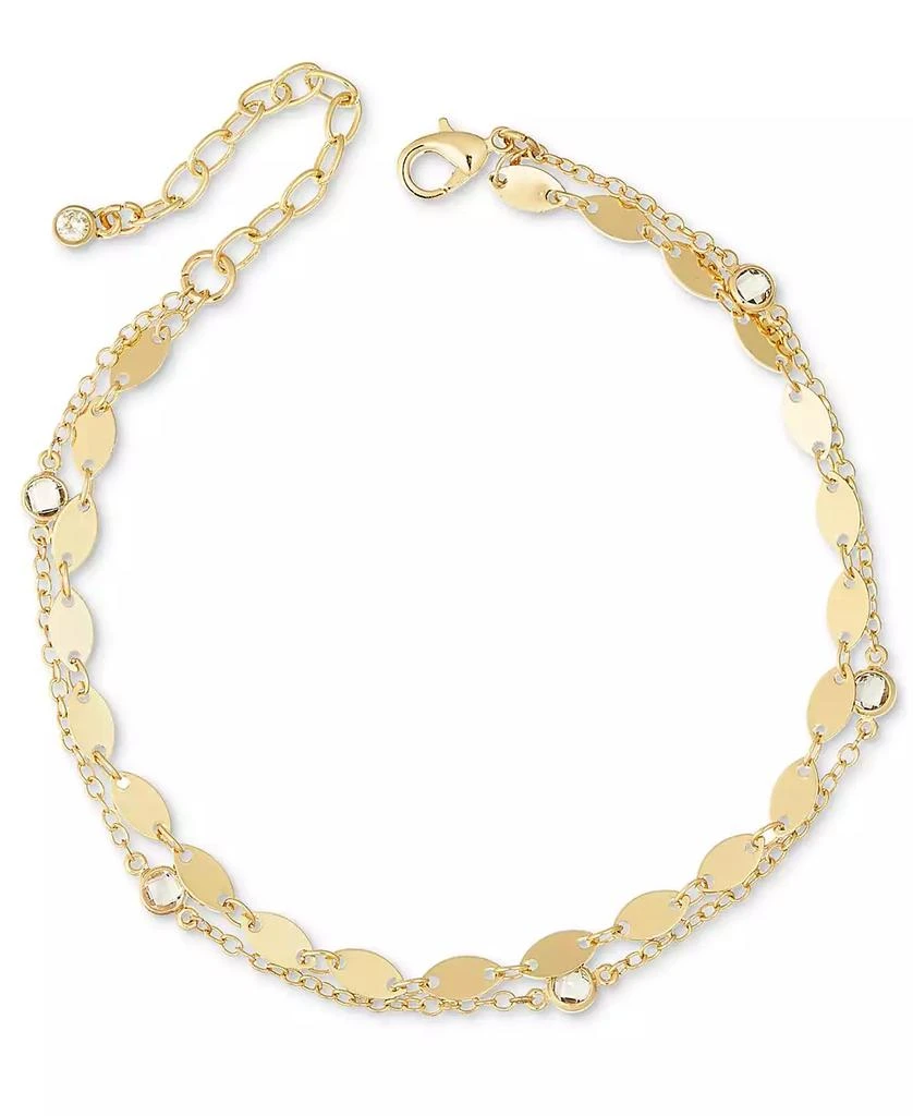 On 34th Crystal & Mixed Chain Double-Row Anklet, Created for Macy's 1