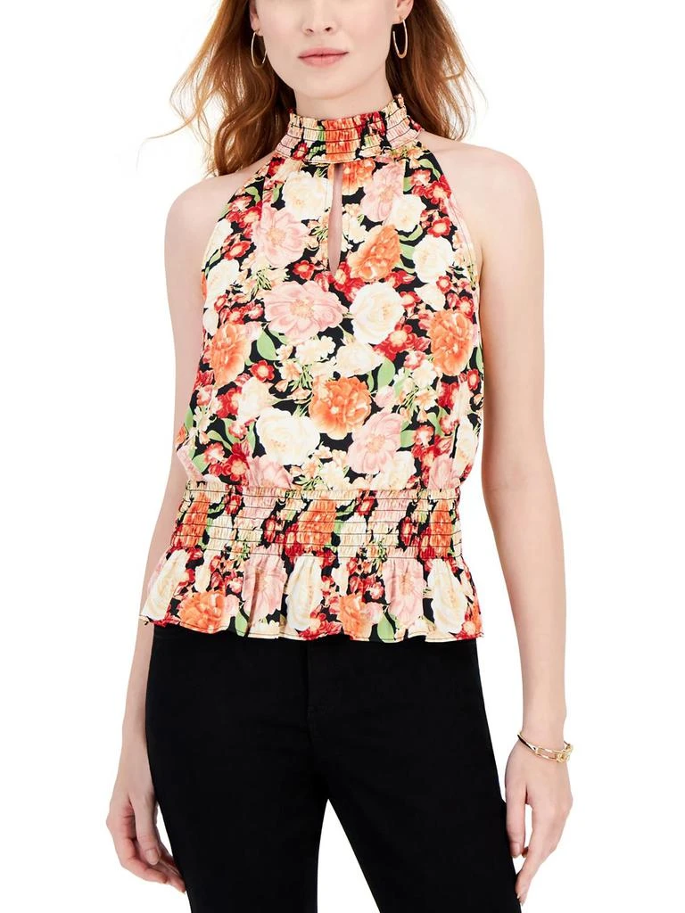INC International Womens Smocked Waist Sleeveless Halter Top 1