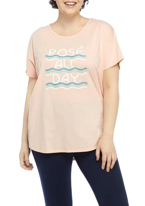 Wonderly Studio Plus Size Short Sleeve Rose All Day Graphic T Shirt 1