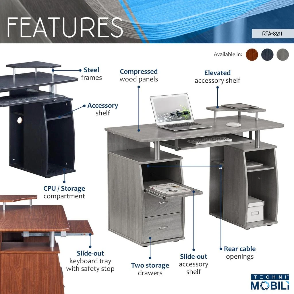 Streamdale Furniture Streamdale Complete Computer Workstation Desk With Storage 5