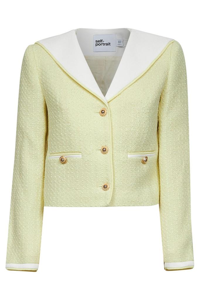 Shop Self-Portrait Boucle Contrast Collar Jacket on Sale at
