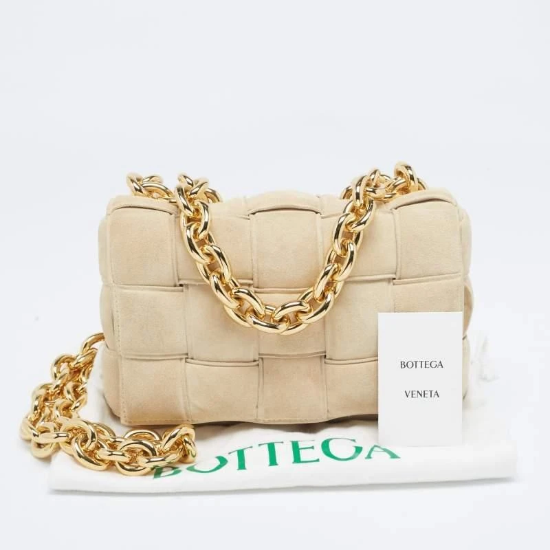 Bottega Veneta Bottega Veneta Beige Suede Padded Cassette Shoulder Bag 10