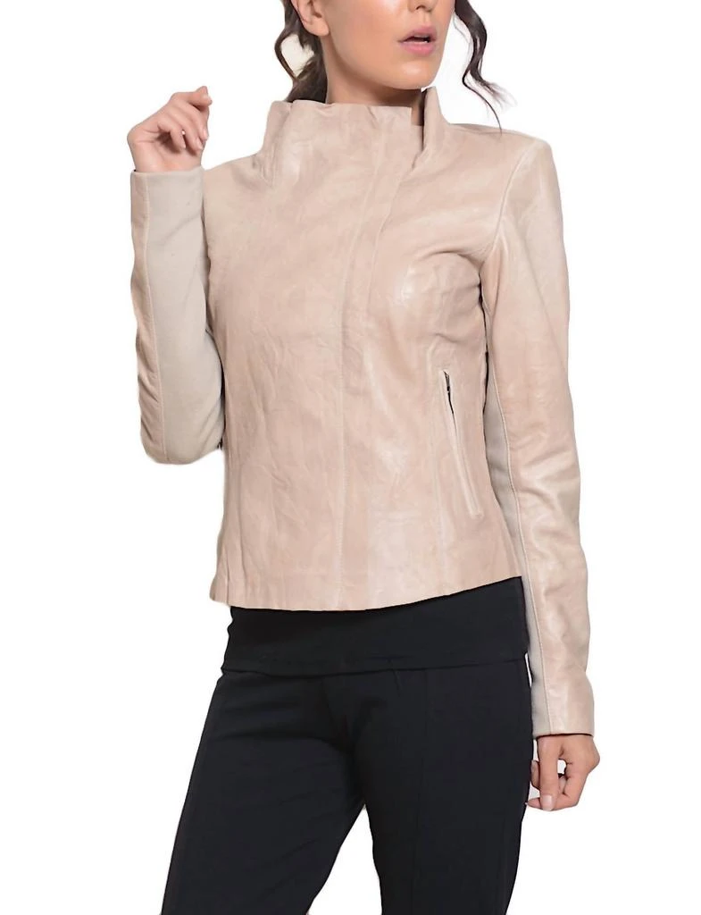 Cigno Nero Lene Leather Jacket In Navy 4