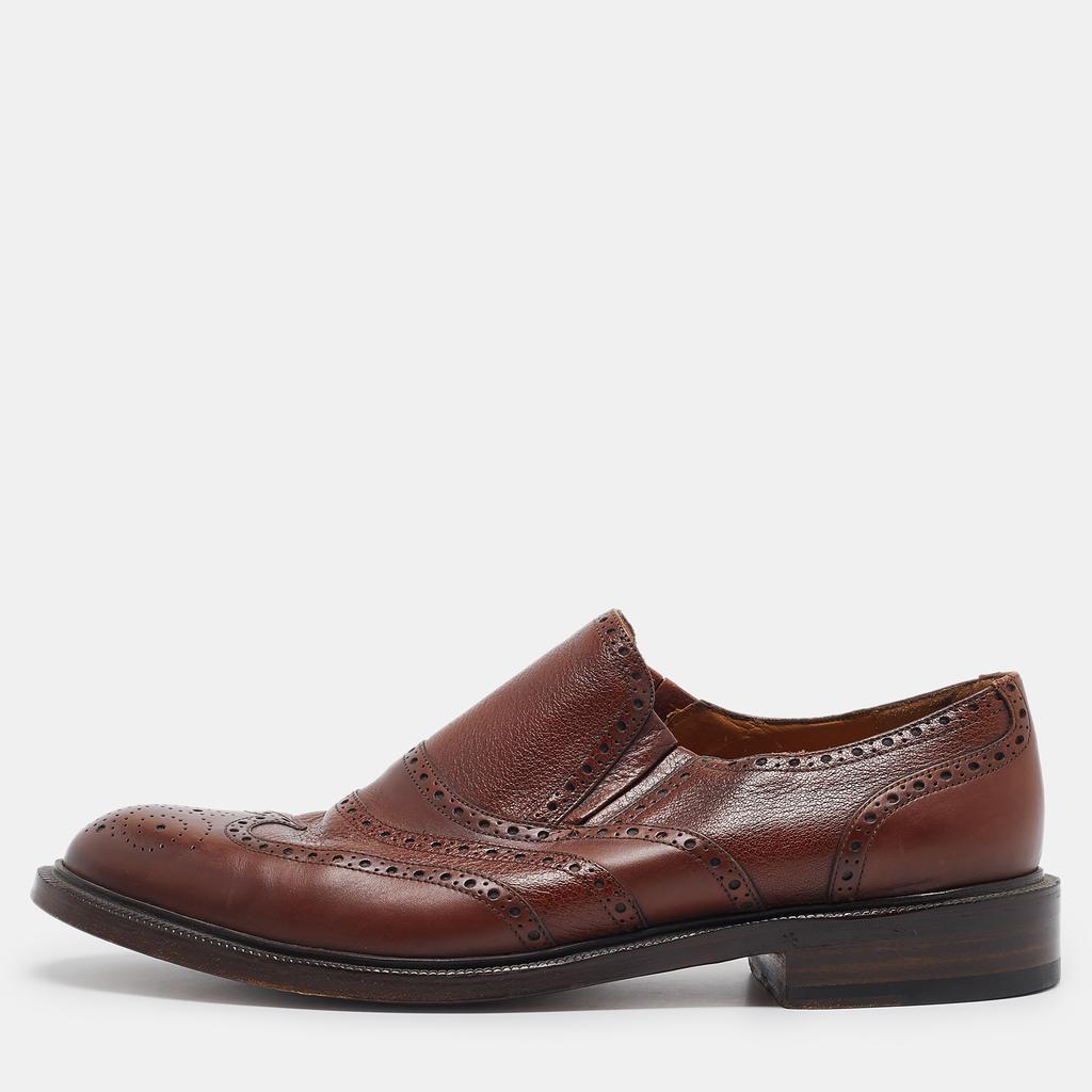 Gucci Gucci Brown Brogue Leather Slip On Oxford Size 45.5