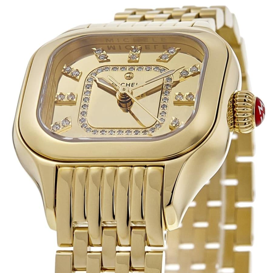 Michele Meggie Diamond Gold Tone Dial 18K Gold-Plated Steel Women's Watch MWW33B000013