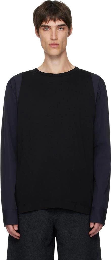 Dries Van Noten Black 
Navy Contrast Sleeves T-shirt 1