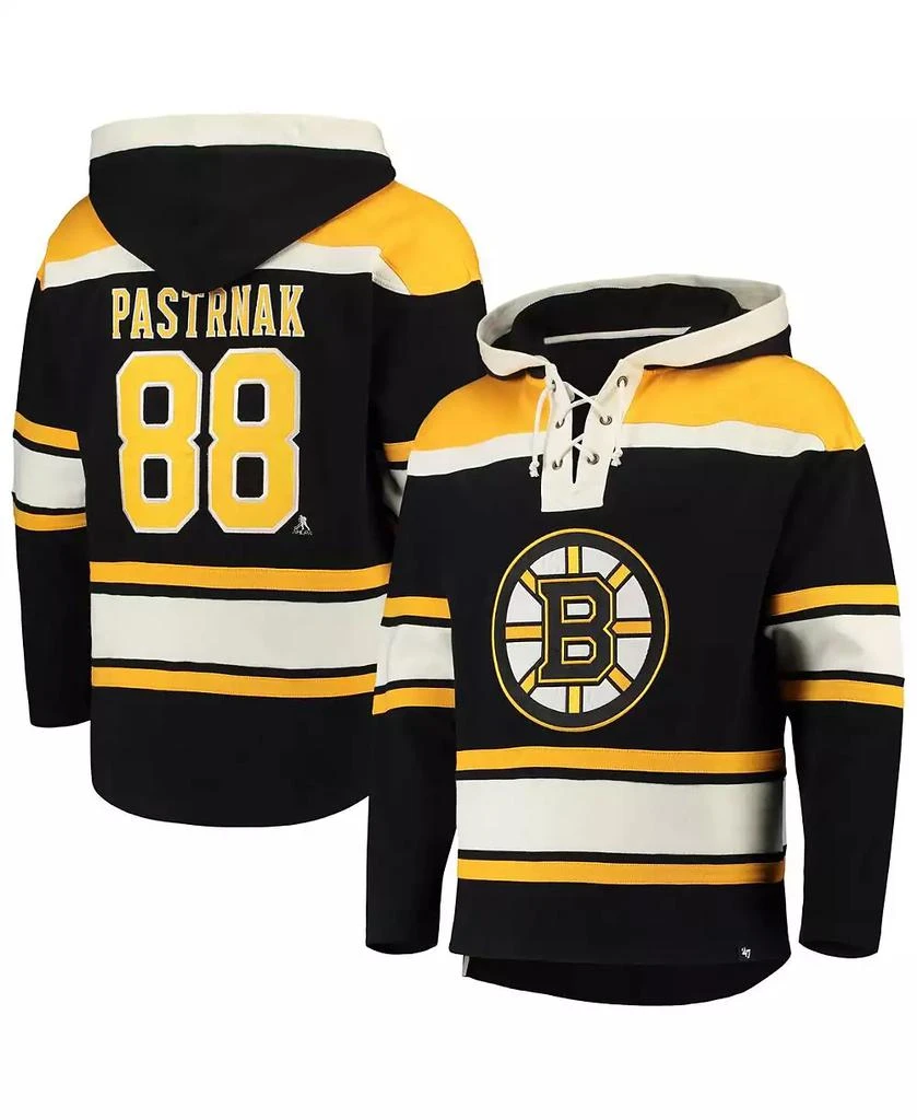 47 Brand Men's David Pastrnak Black Boston Bruins Player Lacer Pullover Hoodie 1