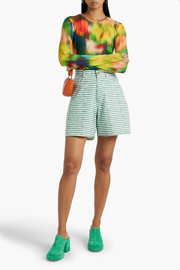 shrimps Zelmo printed appliquéd cotton-twill shorts