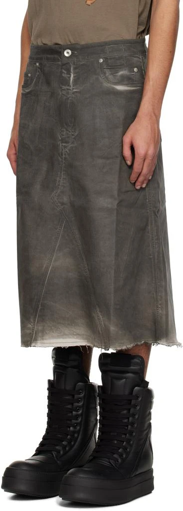 Rick Owens Gray Hollywood Godet Denim Midi Skirt 4