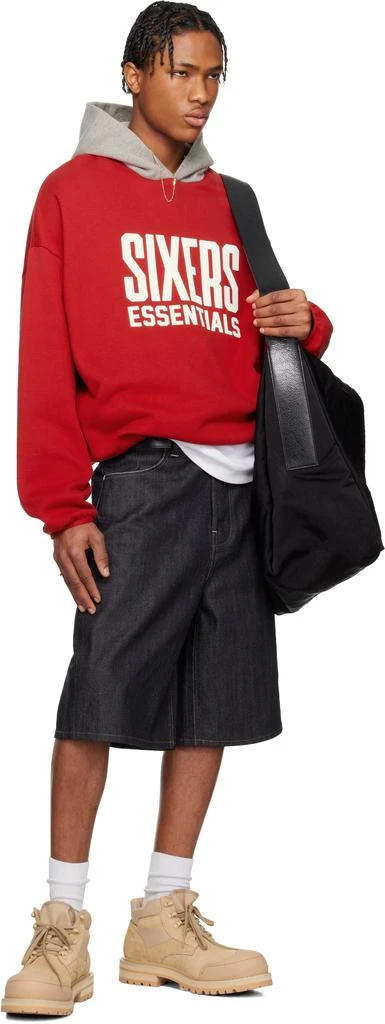 Essentials Red & Gray NBA Sixers Pull Over Hoodie 5