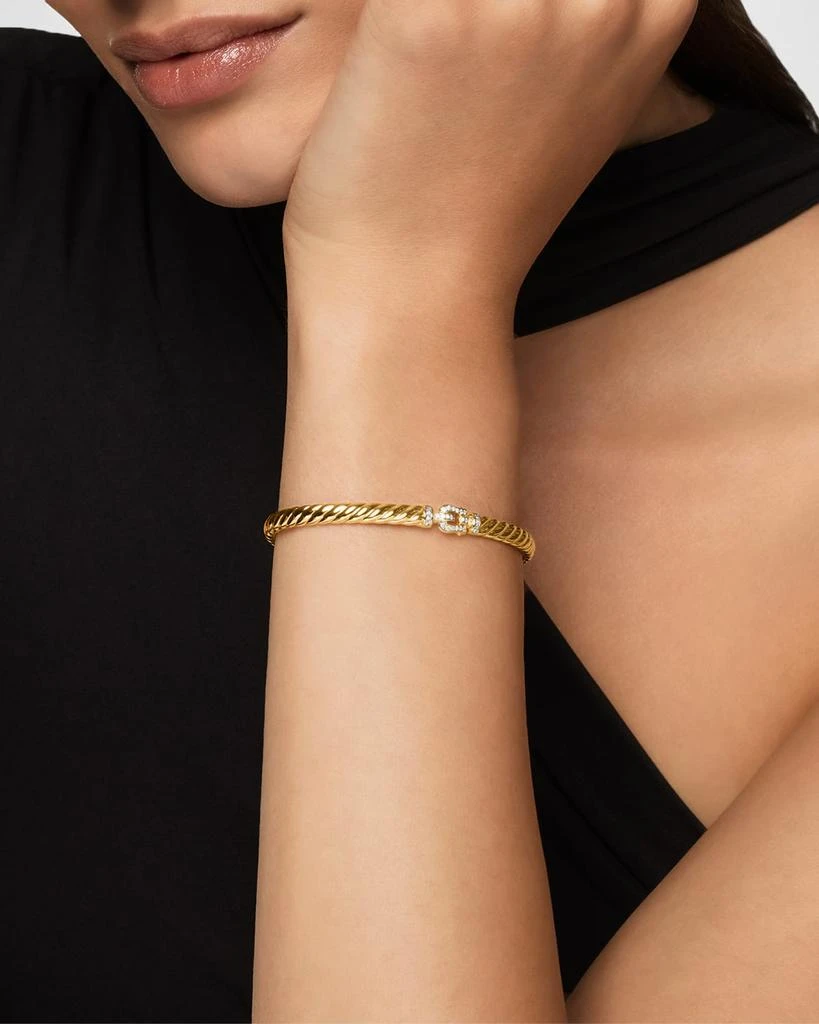 David Yurman Sculpted Cable Buckle Bracelet with Diamonds in 18K Gold 2