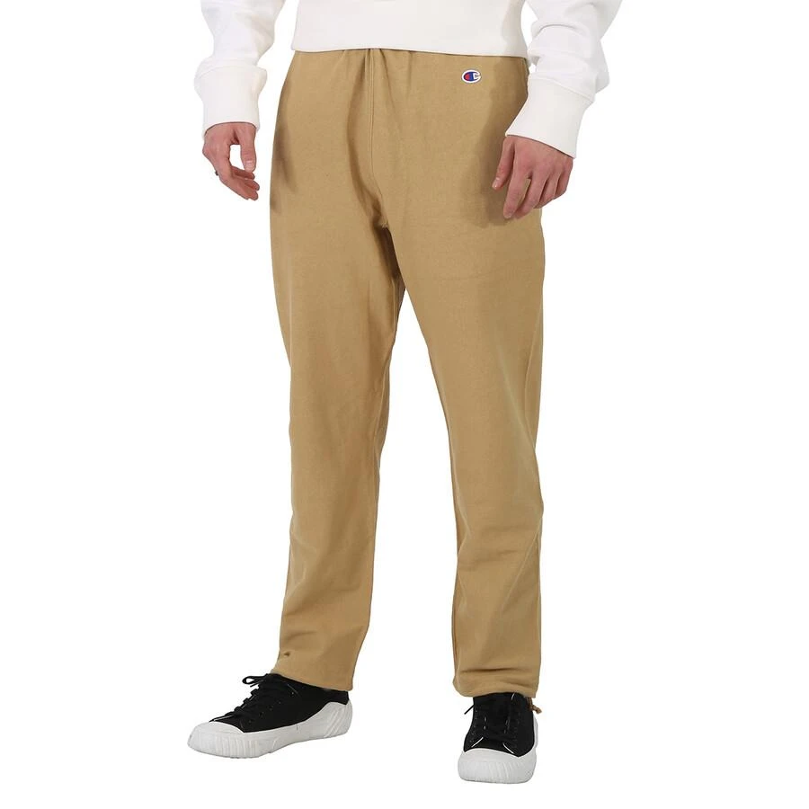 CHAMPION Men's Beige Cotton Logo Long Sweatpants 3